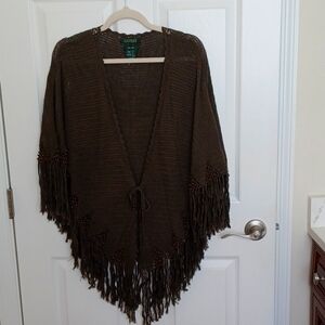 Lauren Ralph Lauren tie front poncho type sweater.